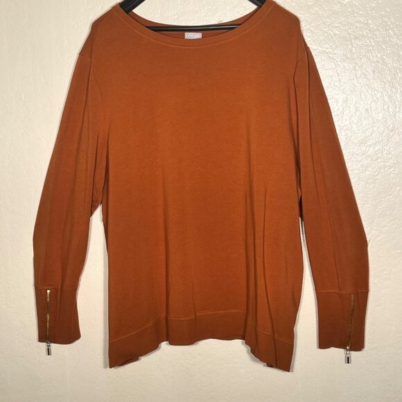Chicos Zenergy Rust Orange Pullover Sweater Women's 4 (XXL-20/22) Cotton/Modal - Picture 7 of 16